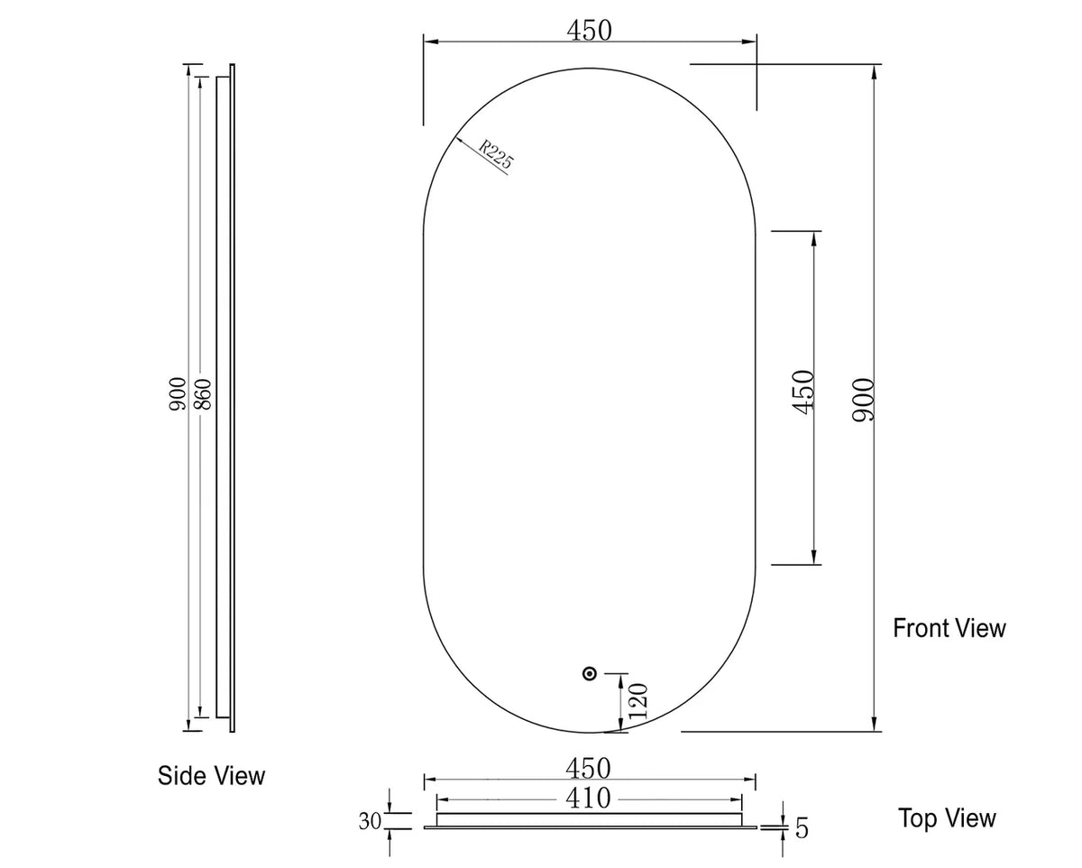 OTTI NOOSA LED OVAL MIRROR 450X900MM