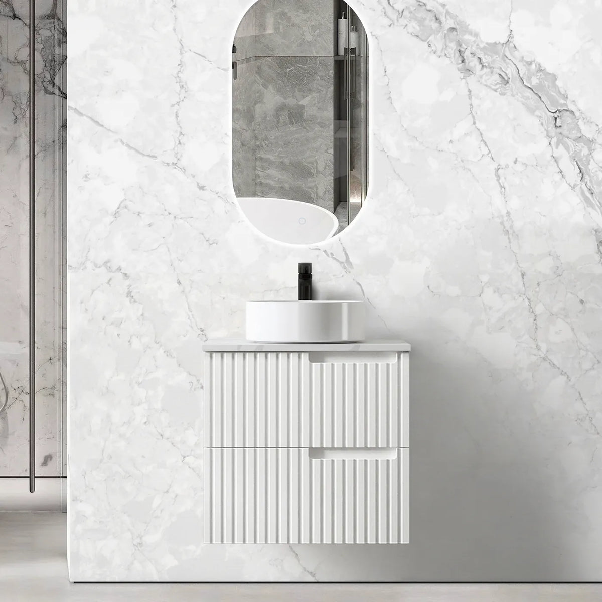 OTTI NOOSA MATTE WHITE 600MM WALL HUNG VANITY