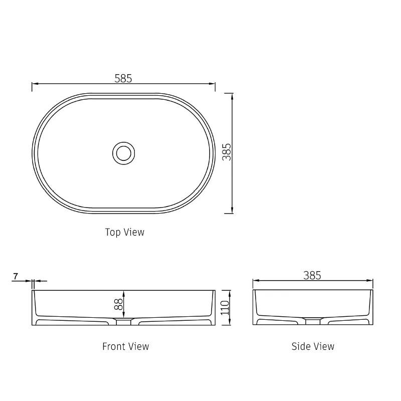 OTTI NOOSA SOLID SURFACE BASIN MATTE WHITE 585MM