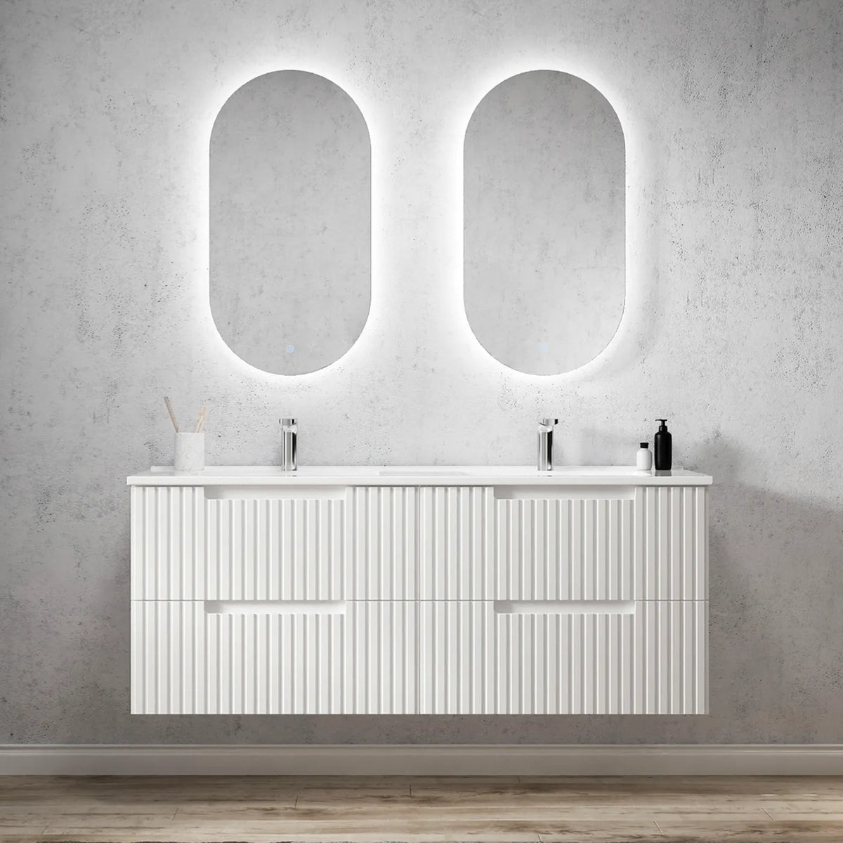 OTTI NOOSA MATTE WHITE 1500MM DOUBLE BOWL WALL HUNG VANITY