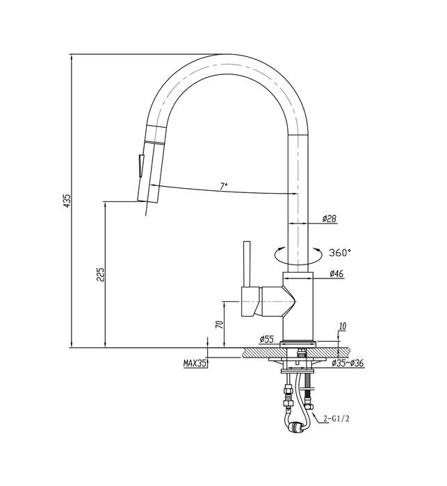 INSPIRE PULL OUT KITCHEN MIXER GUN METAL