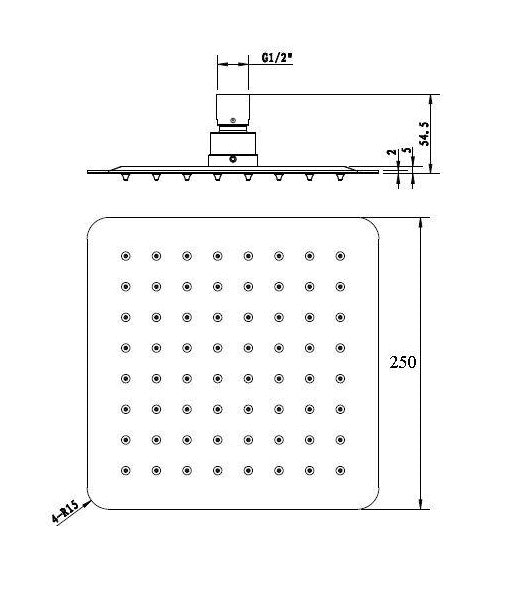 INSPIRE TARAN STAINLESS SHOWER HEAD SQUARE 250MM GUN METAL