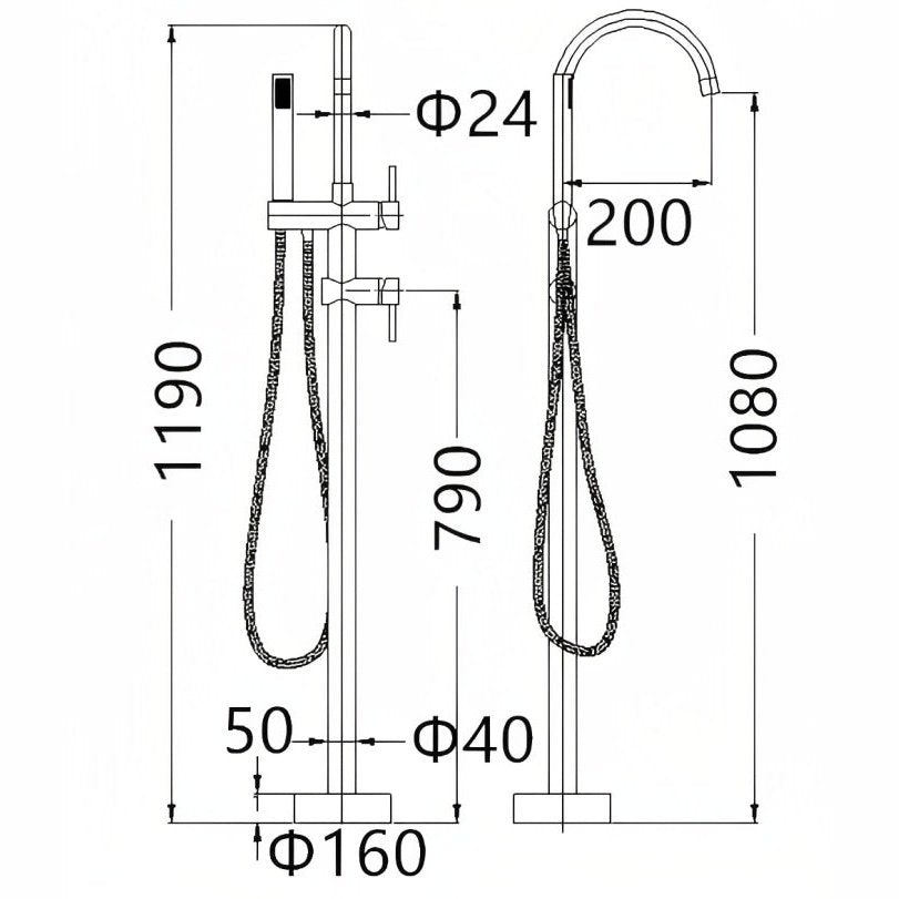 INSPIRE FREE STANDING BATH MIXER BRUSHED NICKEL