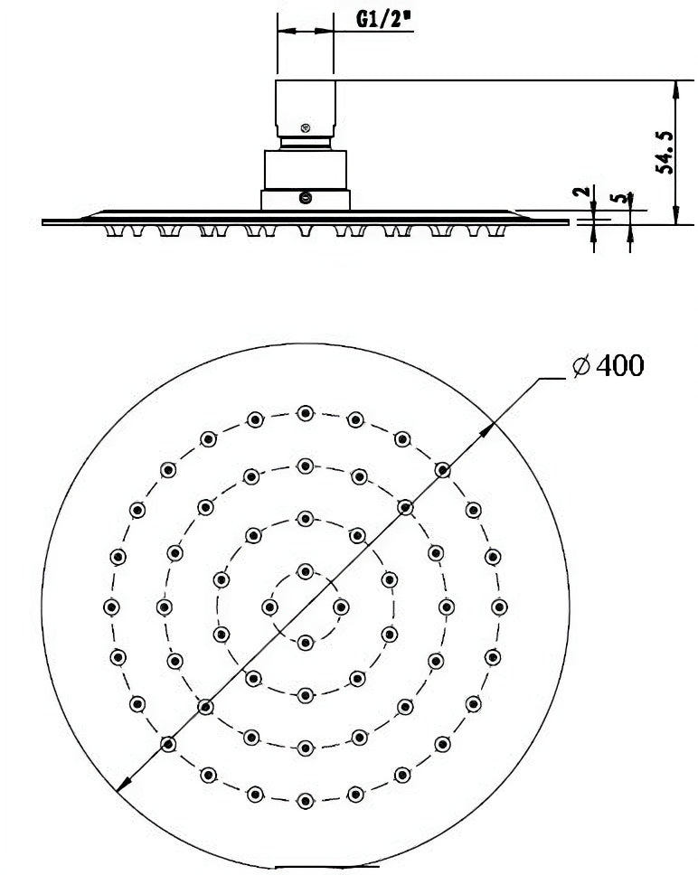 INSPIRE STAINLESS SHOWER HEAD ROUND 400MM CHROME