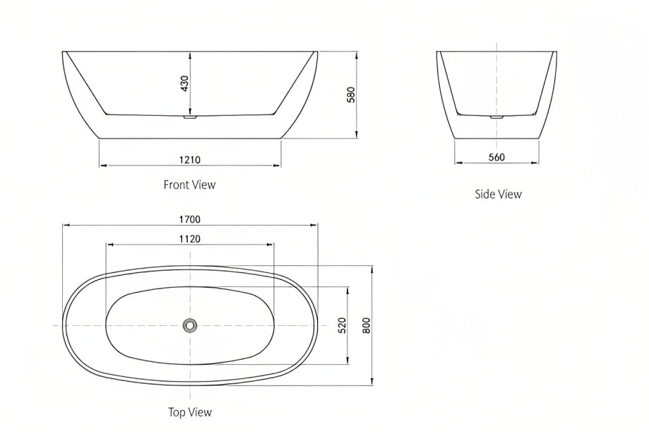 INSPIRE VINNY FREE STANDING BATHTUB GLOSS WHITE (AVAILABLE IN 1500MM AND 1700MM)