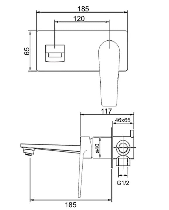 INSPIRE ZEVIO WALL BASIN MIXER BRUSHED NICKEL