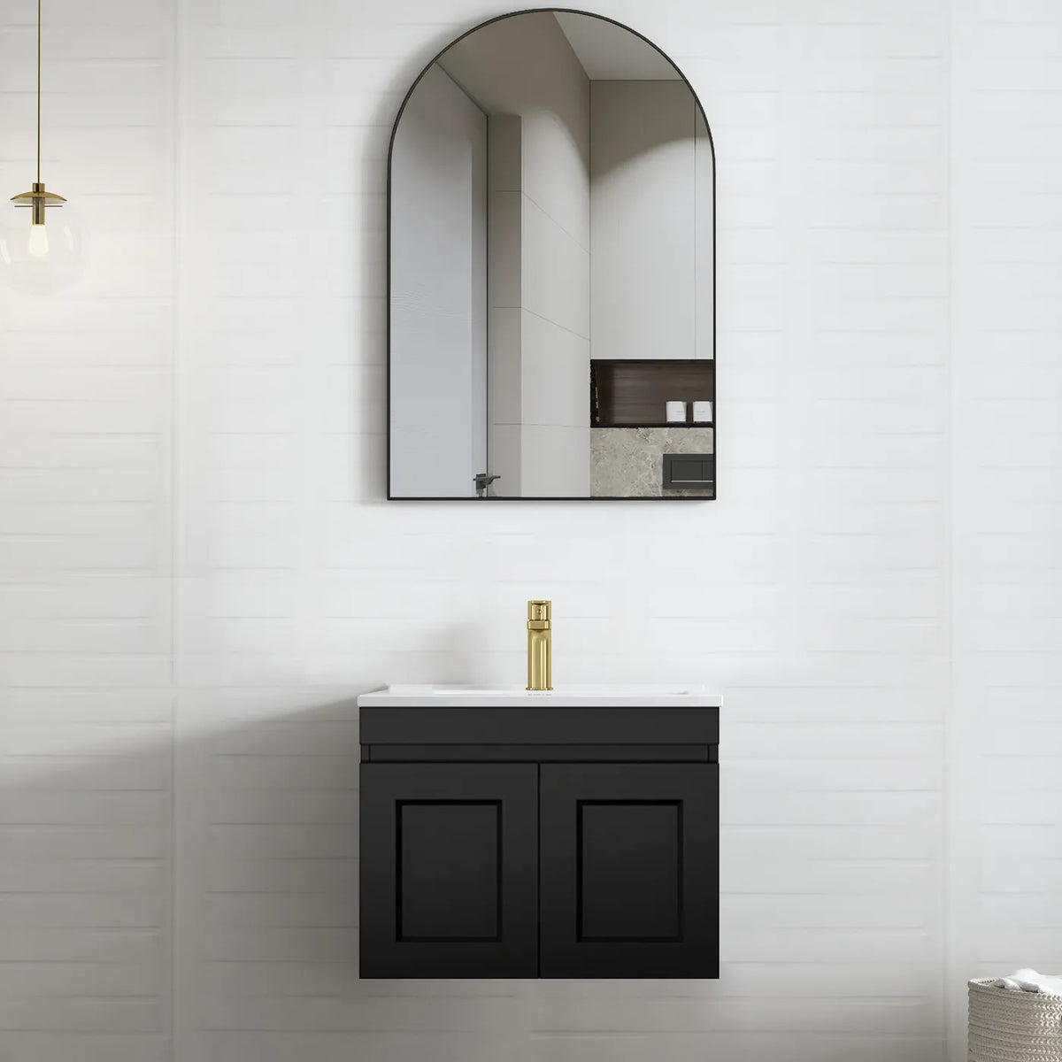 OTTI HAMPTON MARK II MATTE BLACK 600MM WALL HUNG VANITY