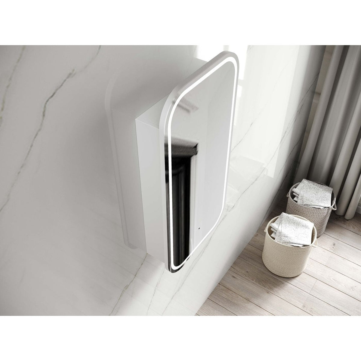 OTTI NEWPORT MATTE WHITE SOFT LED SHAVING CABINET 900MM