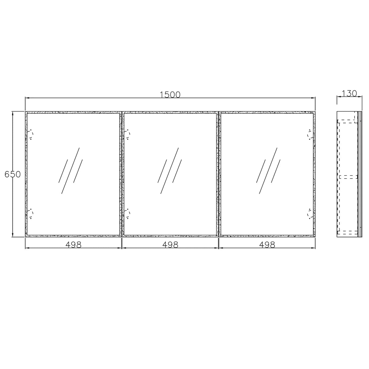 OTTI MOONLIGHT LED MATTE WHITE WALL HUNG SHAVING CABINET 1500MM