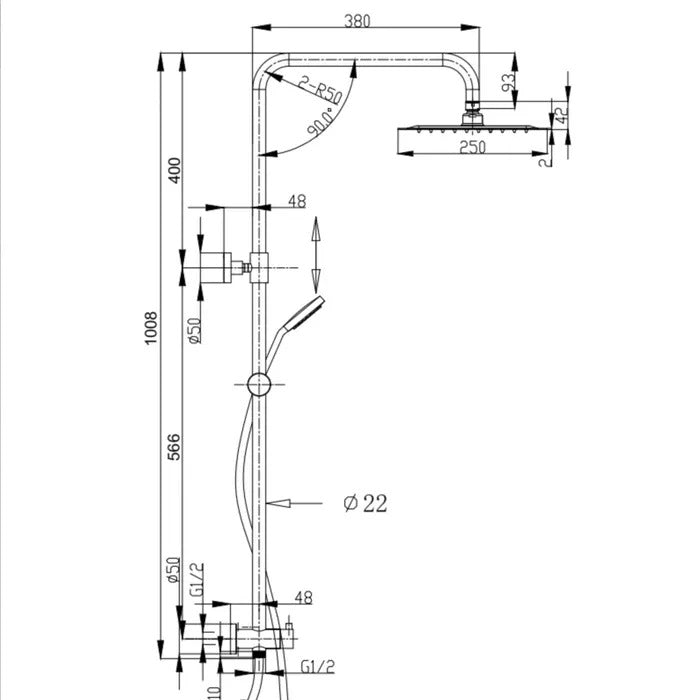 INSPIRE PAVIA DUAL HOSE SHOWER SYSTEM MATTE BLACK