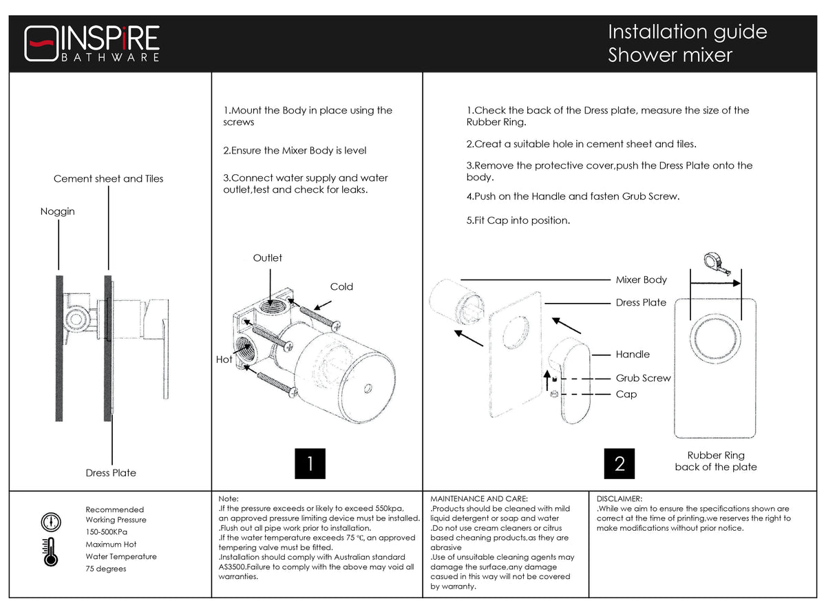 INSPIRE VETTO SHOWER MIXER MATTE BLACK