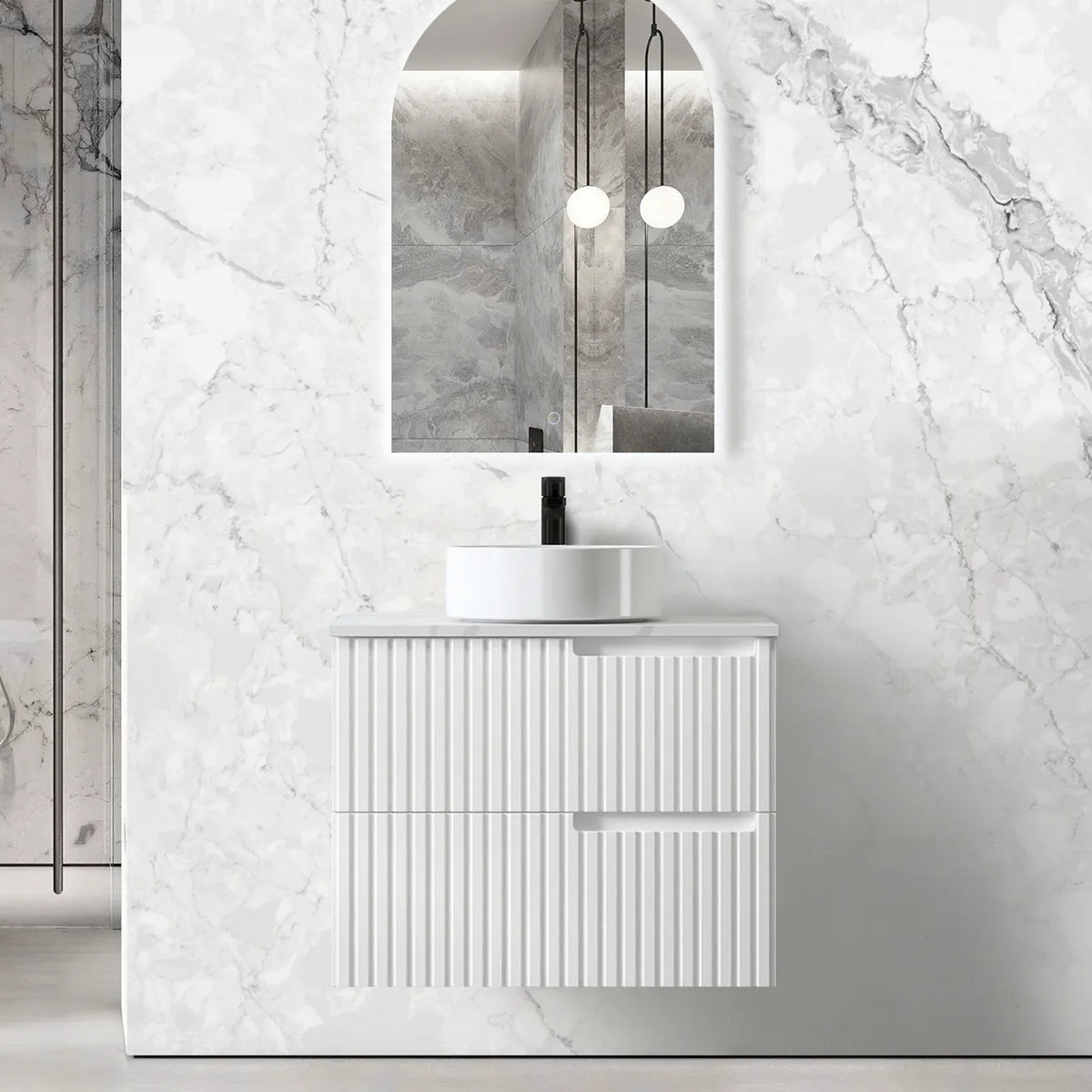 OTTI NOOSA MATTE WHITE 750MM WALL HUNG VANITY